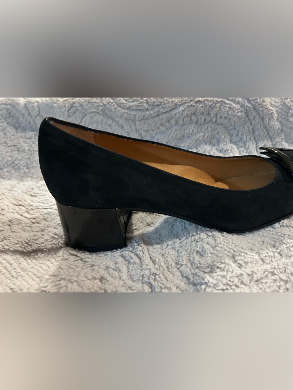 Bronzin Made in Italy Black Suede Leather Block Heel Pumps EU 39.5 - Picture 5 of 9